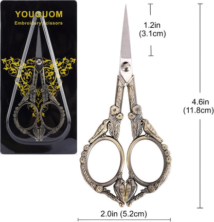 Sewing Embroidery Scissors, Small Thread Shears with Cover | 4.6in, Sharp, Precision, for Craft, Artwork, Needlework, Yarn, Knitting, Paper Cutting, Detail Snips, Cute DIY Kit, Black
