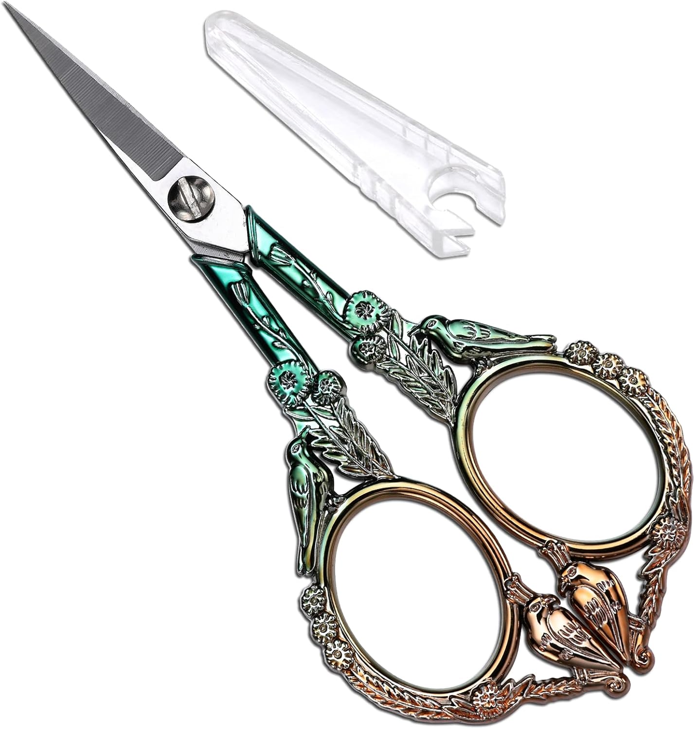 Sewing Embroidery Scissors, Small Thread Shears with Cover | 4.6in, Sharp, Precision, for Craft, Artwork, Needlework, Yarn, Knitting, Paper Cutting, Detail Snips, Cute DIY Kit, Black