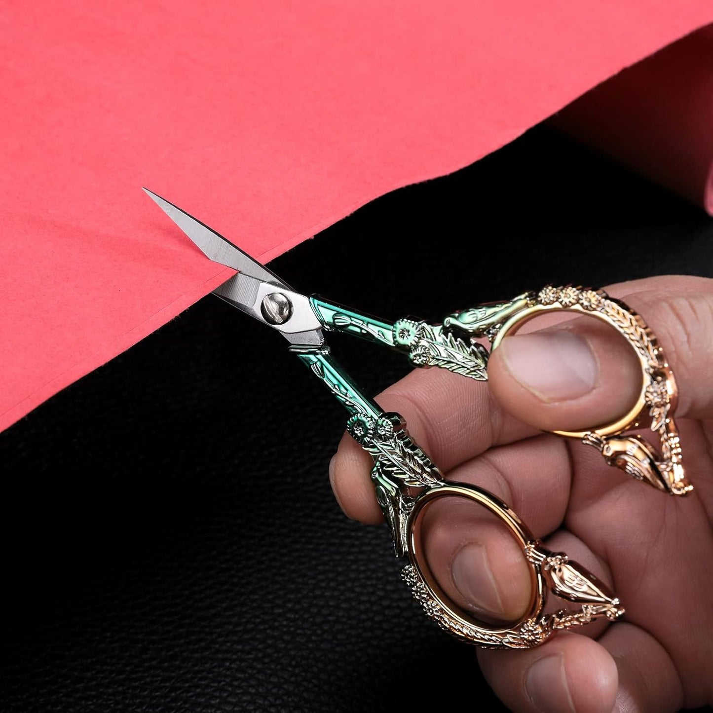 Sewing Embroidery Scissors, Small Thread Shears with Cover | 4.6in, Sharp, Precision, for Craft, Artwork, Needlework, Yarn, Knitting, Paper Cutting, Detail Snips, Cute DIY Kit, Black