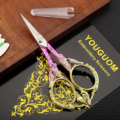 Sewing Embroidery Scissors, Small Thread Shears with Cover | 4.6in, Sharp, Precision, for Craft, Artwork, Needlework, Yarn, Knitting, Paper Cutting, Detail Snips, Cute DIY Kit, Black