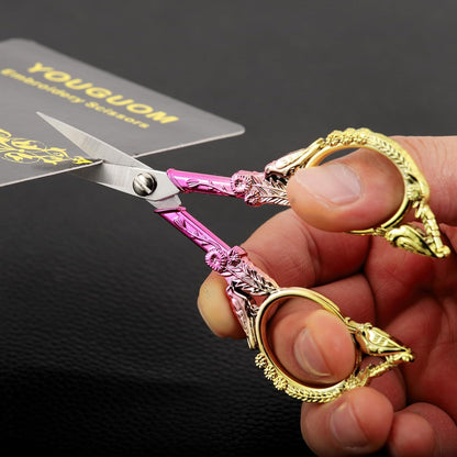 Sewing Embroidery Scissors, Small Thread Shears with Cover | 4.6in, Sharp, Precision, for Craft, Artwork, Needlework, Yarn, Knitting, Paper Cutting, Detail Snips, Cute DIY Kit, Black
