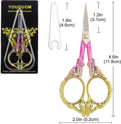 Sewing Embroidery Scissors, Small Thread Shears with Cover | 4.6in, Sharp, Precision, for Craft, Artwork, Needlework, Yarn, Knitting, Paper Cutting, Detail Snips, Cute DIY Kit, Black