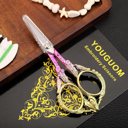 Sewing Embroidery Scissors, Small Thread Shears with Cover | 4.6in, Sharp, Precision, for Craft, Artwork, Needlework, Yarn, Knitting, Paper Cutting, Detail Snips, Cute DIY Kit, Black