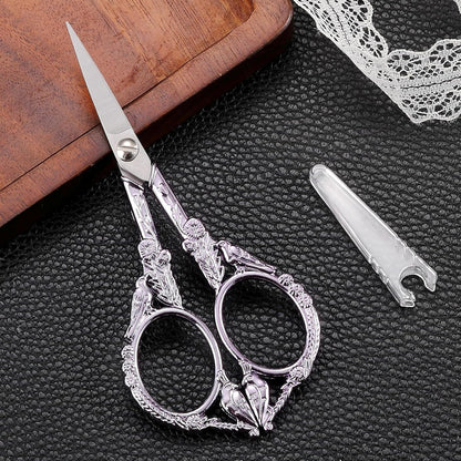 Sewing Embroidery Scissors, Small Thread Shears with Cover | 4.6in, Sharp, Precision, for Craft, Artwork, Needlework, Yarn, Knitting, Paper Cutting, Detail Snips, Cute DIY Kit, Black