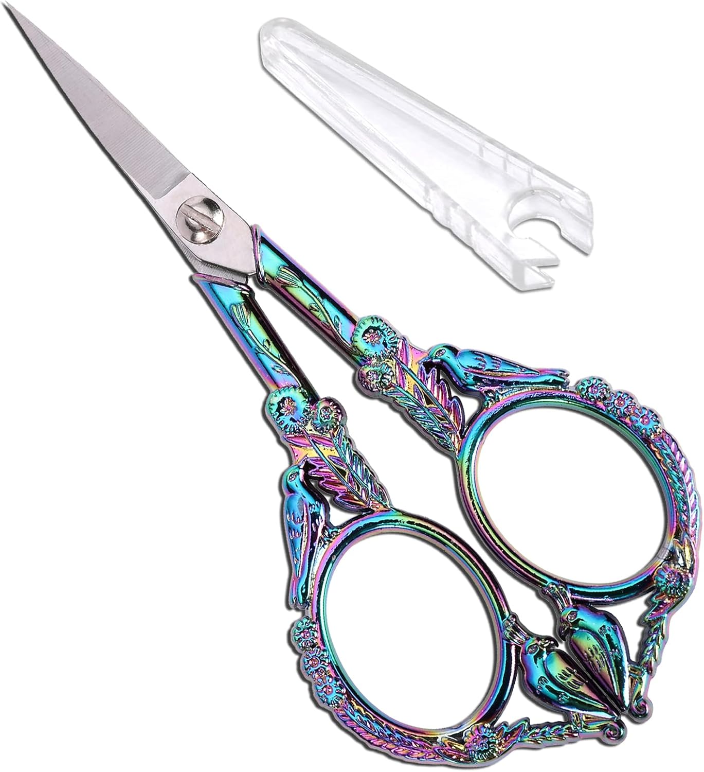 Sewing Embroidery Scissors, Small Thread Shears with Cover | 4.6in, Sharp, Precision, for Craft, Artwork, Needlework, Yarn, Knitting, Paper Cutting, Detail Snips, Cute DIY Kit, Black