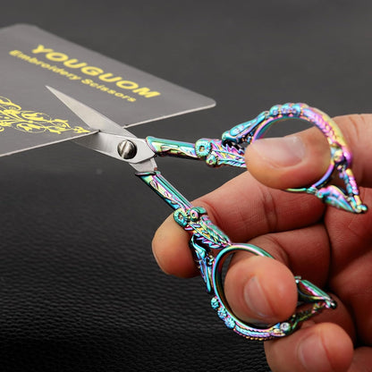 Sewing Embroidery Scissors, Small Thread Shears with Cover | 4.6in, Sharp, Precision, for Craft, Artwork, Needlework, Yarn, Knitting, Paper Cutting, Detail Snips, Cute DIY Kit, Black