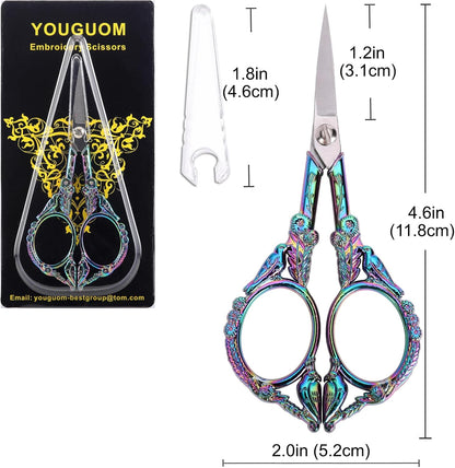 Sewing Embroidery Scissors, Small Thread Shears with Cover | 4.6in, Sharp, Precision, for Craft, Artwork, Needlework, Yarn, Knitting, Paper Cutting, Detail Snips, Cute DIY Kit, Black