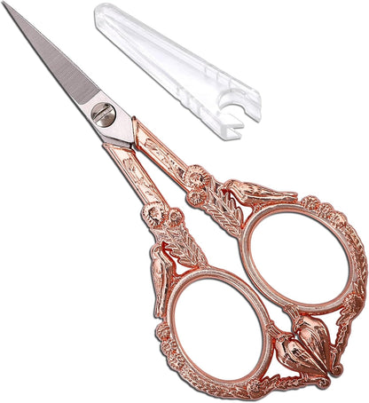 Sewing Embroidery Scissors, Small Thread Shears with Cover | 4.6in, Sharp, Precision, for Craft, Artwork, Needlework, Yarn, Knitting, Paper Cutting, Detail Snips, Cute DIY Kit, Black