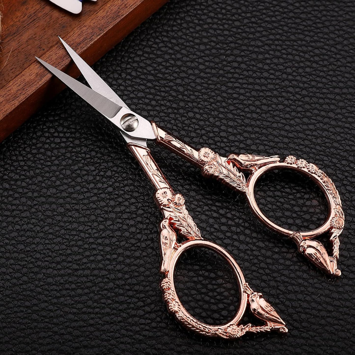 Sewing Embroidery Scissors, Small Thread Shears with Cover | 4.6in, Sharp, Precision, for Craft, Artwork, Needlework, Yarn, Knitting, Paper Cutting, Detail Snips, Cute DIY Kit, Black