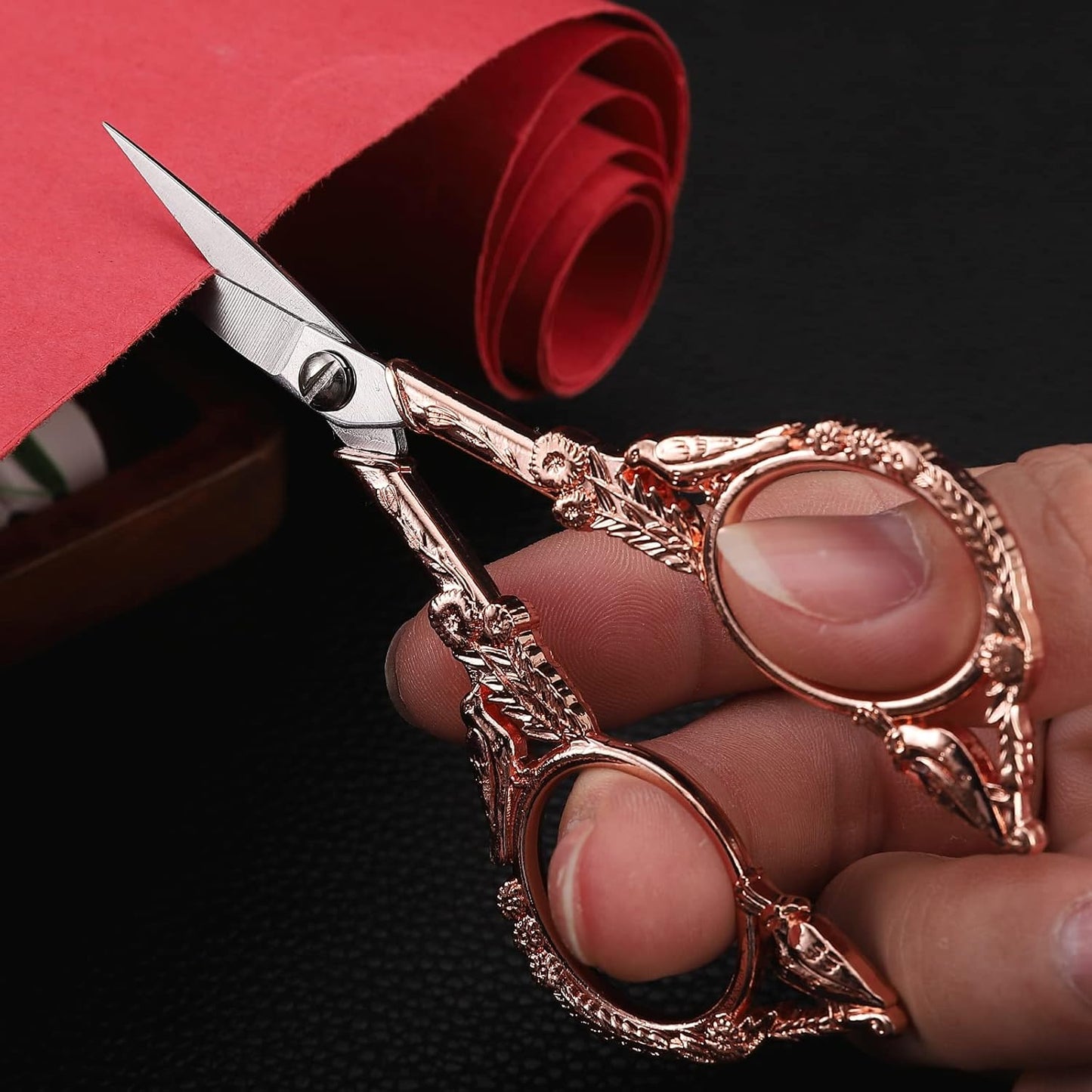 Sewing Embroidery Scissors, Small Thread Shears with Cover | 4.6in, Sharp, Precision, for Craft, Artwork, Needlework, Yarn, Knitting, Paper Cutting, Detail Snips, Cute DIY Kit, Black