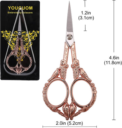 Sewing Embroidery Scissors, Small Thread Shears with Cover | 4.6in, Sharp, Precision, for Craft, Artwork, Needlework, Yarn, Knitting, Paper Cutting, Detail Snips, Cute DIY Kit, Black