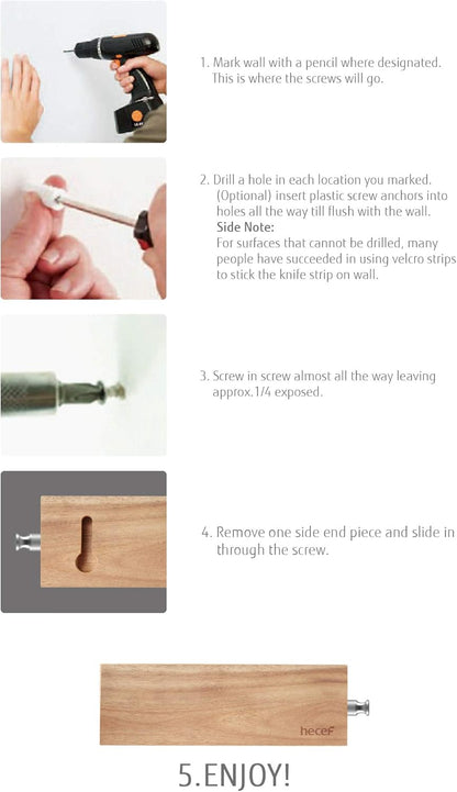 6 Inch (15 cm) Magnetic Knife Strip, Acacia Wood Knife Holder for Storing All Kinds of Metal Items, Brown