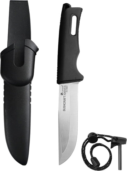 Fixed Blade Outdoor Knife with Sheath, 5Cr15 Stainless Steel Camping Knife for Hiking, Bushcraft and EDC, Lightweight at 92g