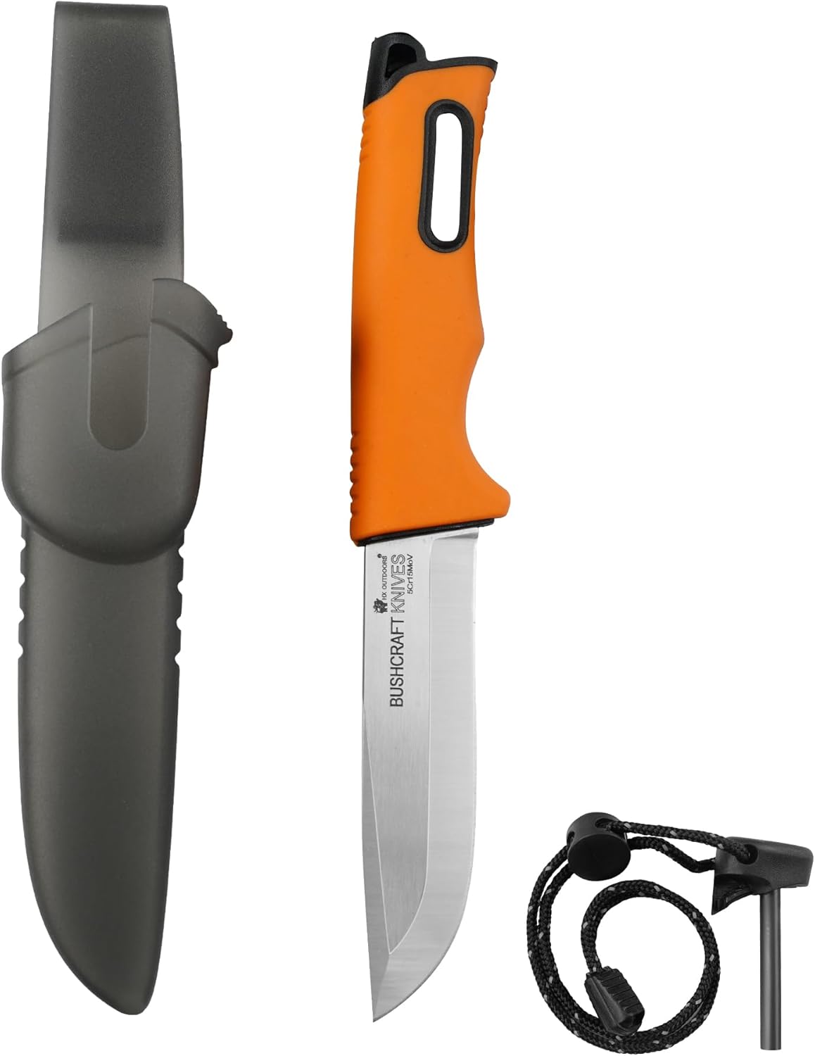 Fixed Blade Outdoor Knife with Sheath, 5Cr15 Stainless Steel Camping Knife for Hiking, Bushcraft and EDC, Lightweight at 92g
