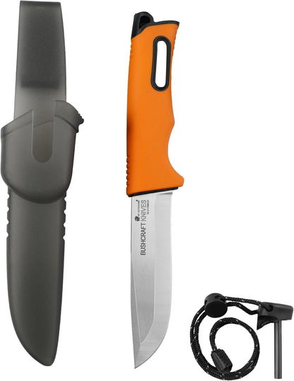 Fixed Blade Outdoor Knife with Sheath, 5Cr15 Stainless Steel Camping Knife for Hiking, Bushcraft and EDC, Lightweight at 92g