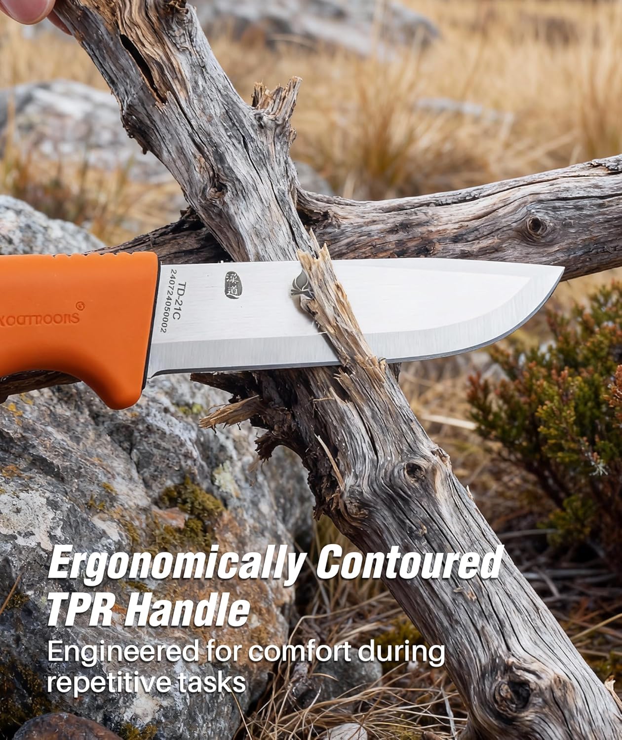 Fixed Blade Outdoor Knife with Sheath, 5Cr15 Stainless Steel Camping Knife for Hiking, Bushcraft and EDC, Lightweight at 92g
