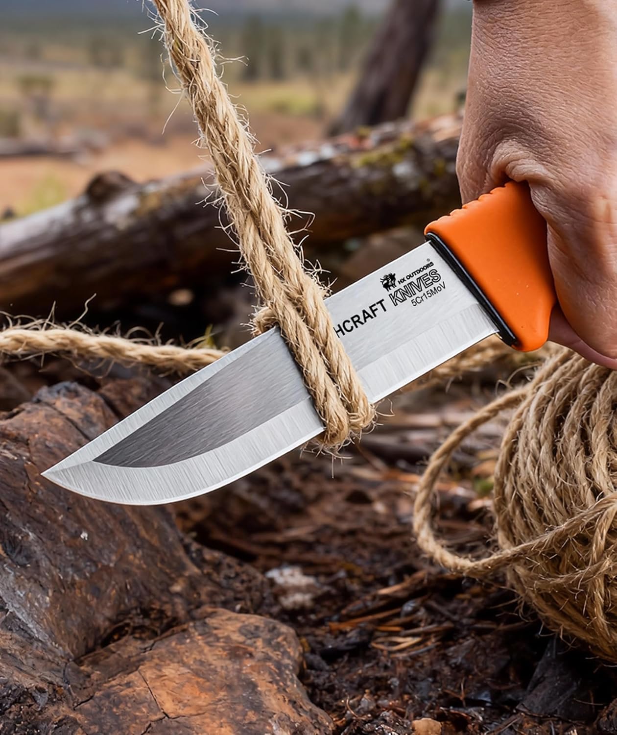 Fixed Blade Outdoor Knife with Sheath, 5Cr15 Stainless Steel Camping Knife for Hiking, Bushcraft and EDC, Lightweight at 92g
