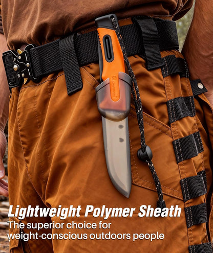Fixed Blade Outdoor Knife with Sheath, 5Cr15 Stainless Steel Camping Knife for Hiking, Bushcraft and EDC, Lightweight at 92g