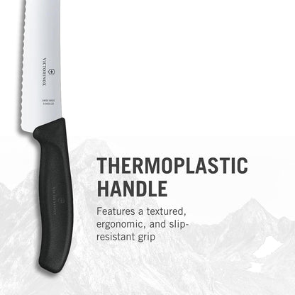 Swiss Classic Bread Knife - Serrated Kitchen Knife for Home Essentials - Perfect for Cutting Bread, Fruit & Vegetables - Black Handle, Serrated Edge, 8.5"