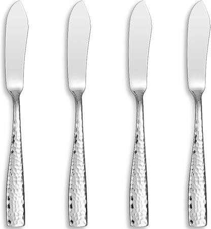 Premium Louis 4-Pc 7-Inch Butter Knives (Silver, Louis) | 18/10 Stainless Steel Butter Spreaders; Classic Design; Ideal for Butter & Jam; Brilliant Mirror Finish; Dishwasher Safe