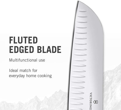 Wood 7-Inch Santoku Knife, Granton Blade, Wood Handle
