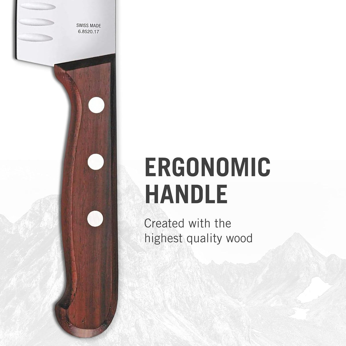 Wood 7-Inch Santoku Knife, Granton Blade, Wood Handle