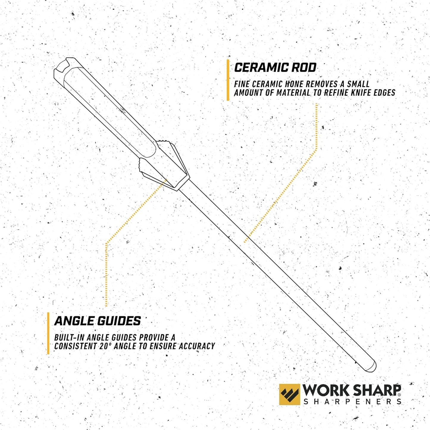 Kitchen Ceramic Honing Rod - Angle Guided - For Chef, Santoku, Paring, & Serrated Knives Black