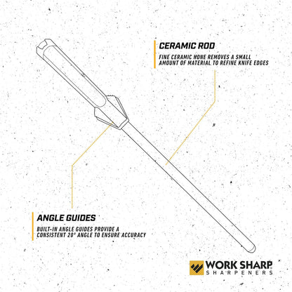 Kitchen Ceramic Honing Rod - Angle Guided - For Chef, Santoku, Paring, & Serrated Knives Black