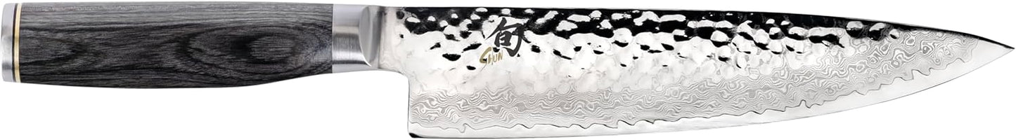 Premier 8" Chef's Knife, Handcrafted Japanese Kitchen Knife for Professional and Home Chefs, VG-MAX Core with Damascus Stainless Steel Cladding, Pakkawood Handle