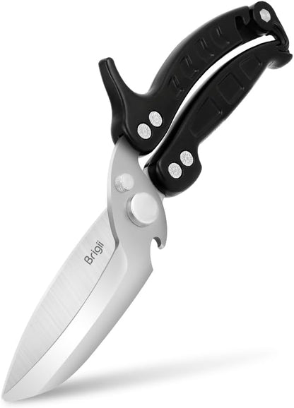 Kitchen Shears, Heavy Duty Poultry Shears, Detachable Scissors | Detachable blades, 304 stainless steel, built-in spring, safety lock, cuts bone, chicken, turkey, fish, seafood, Red