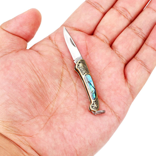 Tiny Folder Pocket Knife, Miniature Collection Gadgets Tool for Opening Package (Green Shell)
