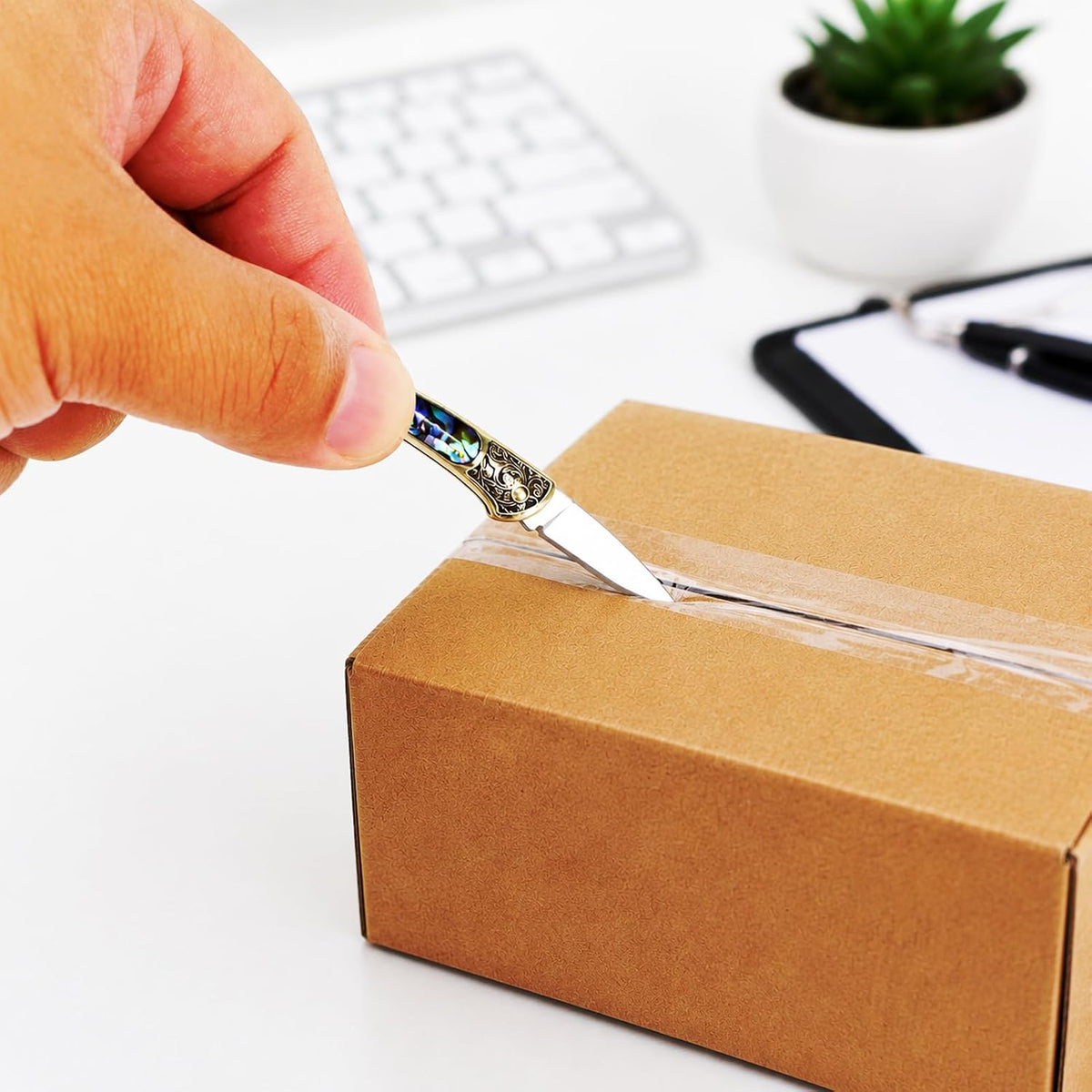 Tiny Folder Pocket Knife, Miniature Collection Gadgets Tool for Opening Package (Green Shell)