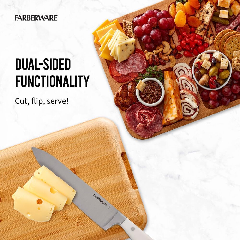 Bamboo Cutting Board with Clear Locking Lid, 11 x 14 Inch Build-A-Board Charcuterie Board with 6 Compartments for Food Prep, Snack Tray, and Entertaining