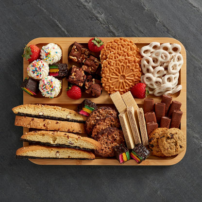 Bamboo Cutting Board with Clear Locking Lid, 11 x 14 Inch Build-A-Board Charcuterie Board with 6 Compartments for Food Prep, Snack Tray, and Entertaining