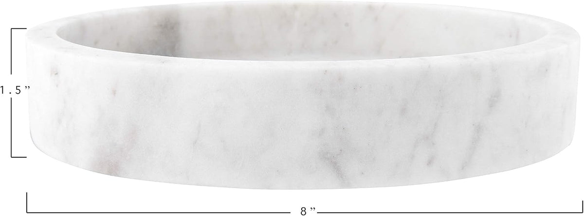 Minimalist Round Carved Marble Tray or Charcuterie Board, White