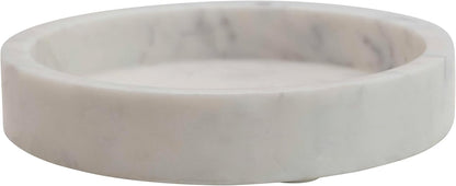 Minimalist Round Carved Marble Tray or Charcuterie Board, White