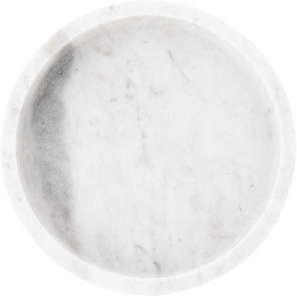 Minimalist Round Carved Marble Tray or Charcuterie Board, White