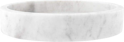 Minimalist Round Carved Marble Tray or Charcuterie Board, White