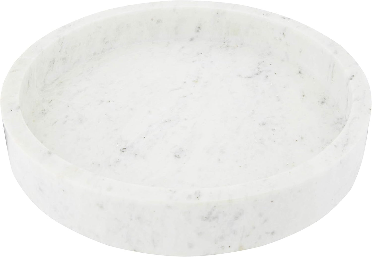 Minimalist Round Carved Marble Tray or Charcuterie Board, White