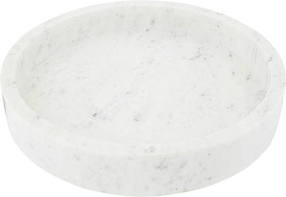 Minimalist Round Carved Marble Tray or Charcuterie Board, White