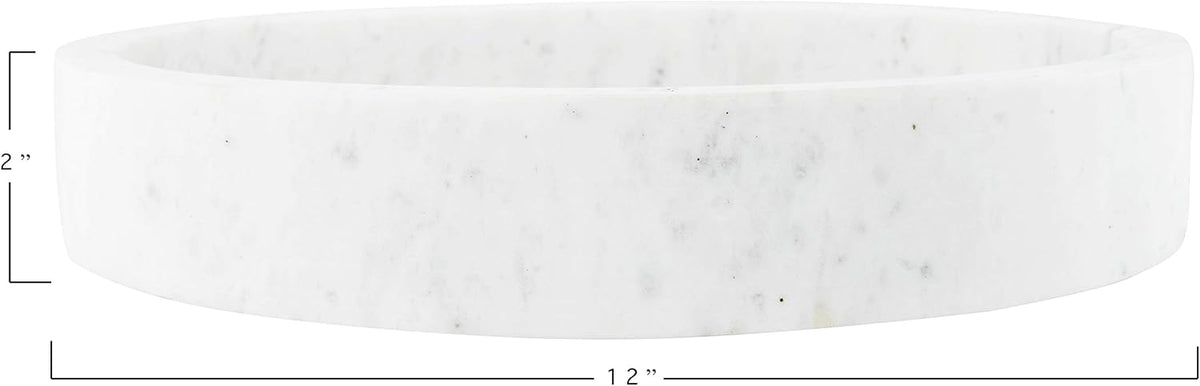 Minimalist Round Carved Marble Tray or Charcuterie Board, White