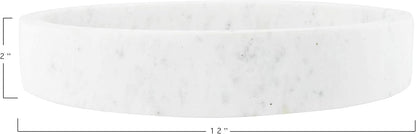 Minimalist Round Carved Marble Tray or Charcuterie Board, White