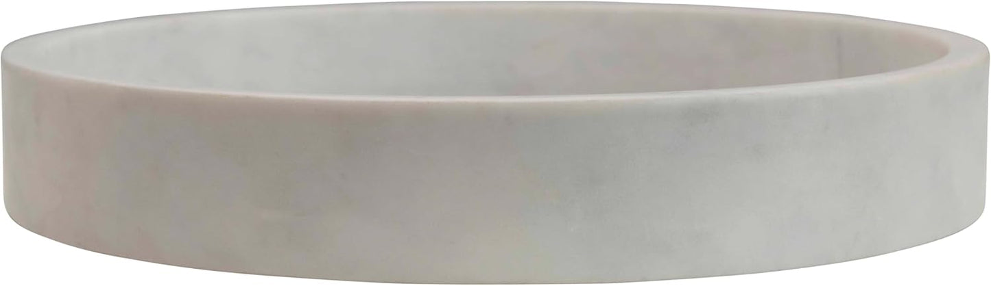 Minimalist Round Carved Marble Tray or Charcuterie Board, White