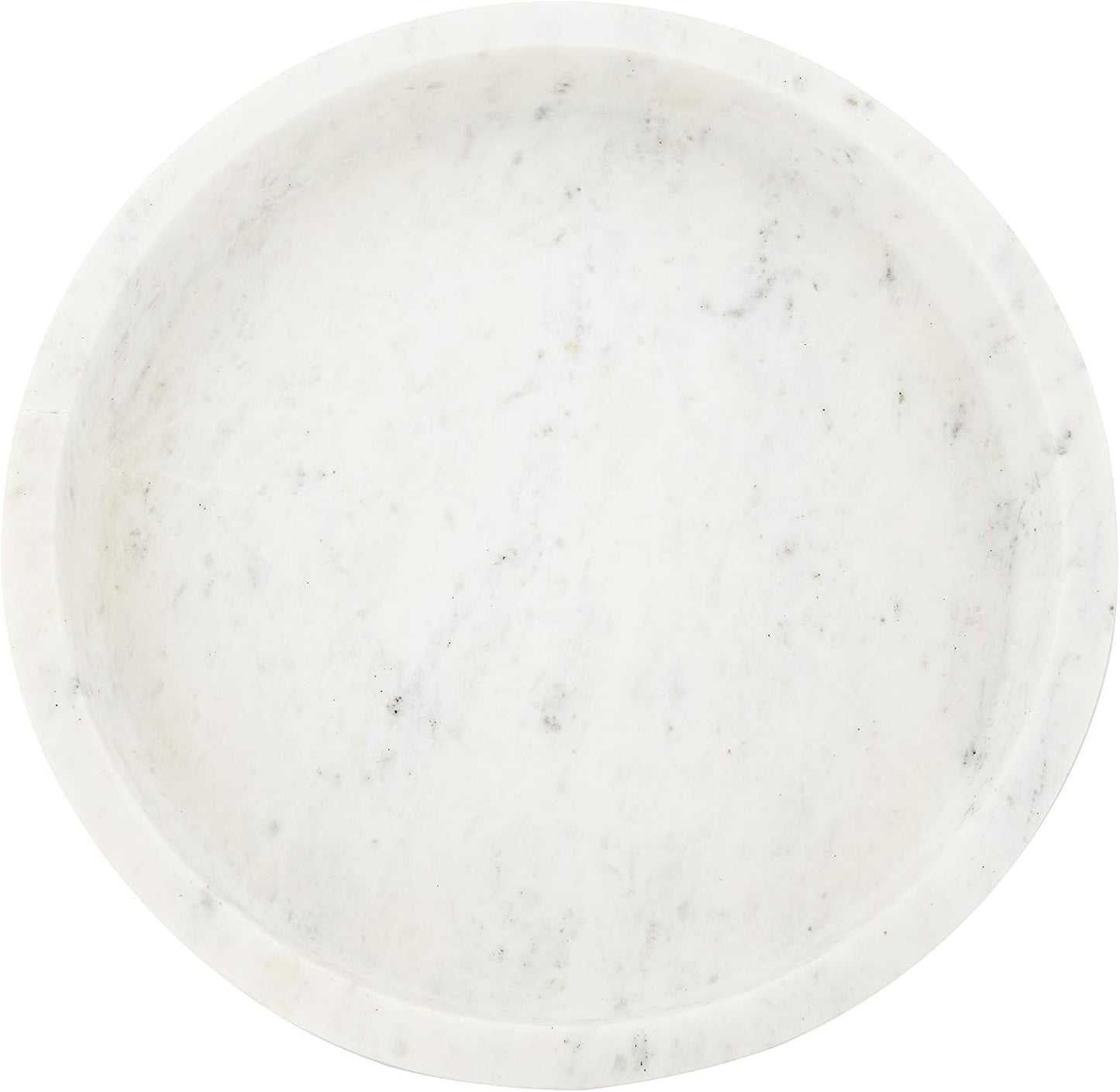Minimalist Round Carved Marble Tray or Charcuterie Board, White