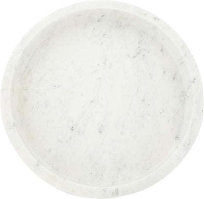 Minimalist Round Carved Marble Tray or Charcuterie Board, White