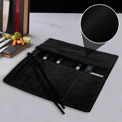 Knife Roll Bag Genuine Leather,Chefs Professional 5 Knives and Cookware,Perfect for The Traveling Chef,Travel Tool Roll Pouch,No Tools Included