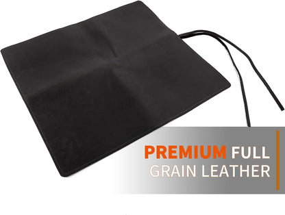Knife Roll Bag Genuine Leather,Chefs Professional 5 Knives and Cookware,Perfect for The Traveling Chef,Travel Tool Roll Pouch,No Tools Included