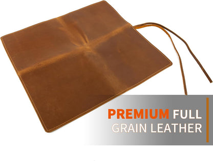 Knife Roll Bag Genuine Leather,Chefs Professional 5 Knives and Cookware,Perfect for The Traveling Chef,Travel Tool Roll Pouch,No Tools Included