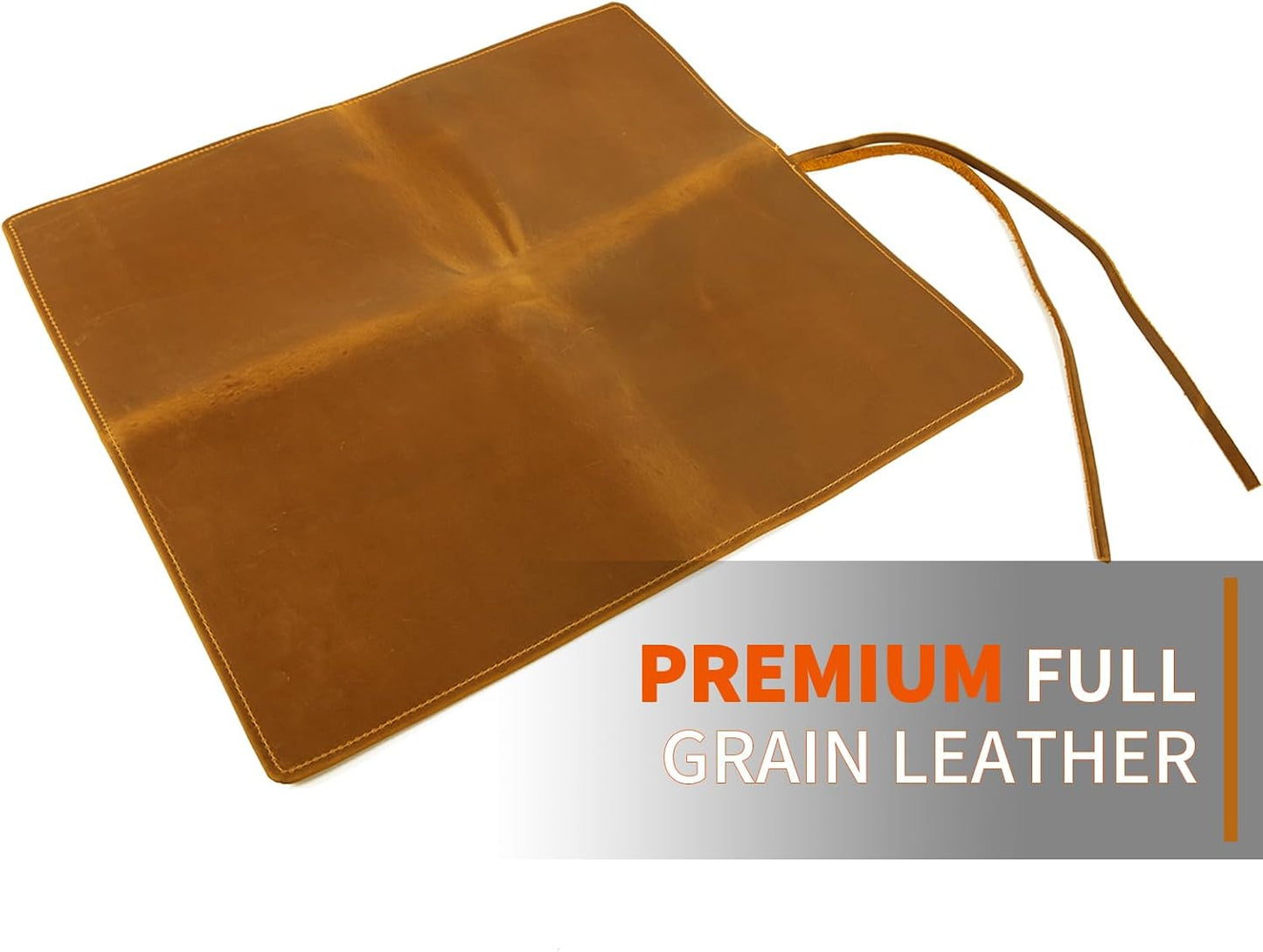 Knife Roll Bag Genuine Leather,Chefs Professional 5 Knives and Cookware,Perfect for The Traveling Chef,Travel Tool Roll Pouch,No Tools Included