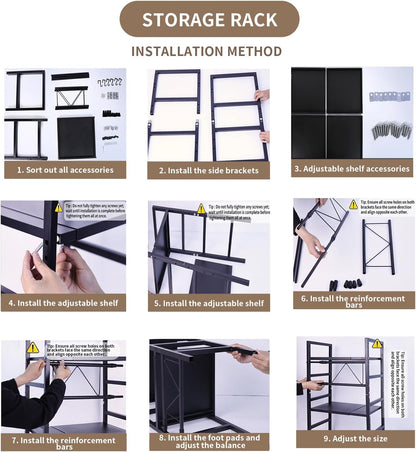 Microwave Stand Countertop Microwave Shelf Rack, Heavy Duty Microwave Shelf with Cutting Boards Stand, Knife Rack and Chopstick Holder, Kitchen Shelves Organizer Holds 55lbs, 6 Hooks (2-Tier)